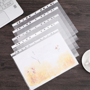 Pochette de protection transparente A4 en PP à 11 trous pour classeur à feuilles mobiles, pochette perforée rayée blanche - Product Image 4