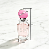 Flacon de parfum rose vide de 50 ml, rechargeable, en verre transparent, avec bouchon en forme de boule, pour emballage de parfum féminin