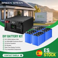 Kotak Baterai DIY Spanyol 48V 280AH dengan BMS JK-V19 200A untuk Sel LiFePO4 280ah/304ah/314ah untuk Penyimpanan Energi Surya