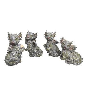 รูปปั้นมังกรน่ารัก เรซิ่นตกแต่งสวนกลางแจ้ง รูปสัตว์เคลือบสี งานฝีมือประดับตกแต่งแบบตั้งพื้น - Product Image 4