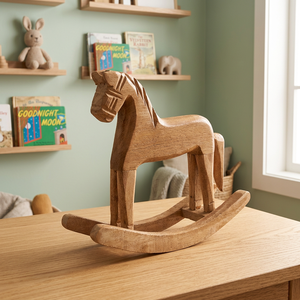 Global Wise Nordic Style Modern Design Wooden Rocking Horse Handmade <b>Pine</b> Function Anniversary Desktop Ornament Home Decoration - Product Image 3