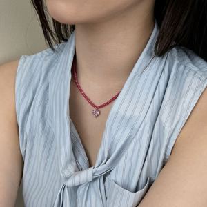 Dylam <b>Sweet</b> Girl Lady Dress up Jewelry S925 Silver Beads Chain <b>Heart</b> Shape Sparkle 5A Cubic Zirconia Pendant Necklaces - Product Image 4
