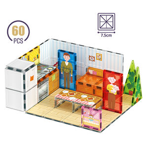 ELI TOYS Blocs de construction magnétiques en plastique 7,5 cm, lot de 50 pièces pour enfants - <span class=keywords><strong>Jouet</strong></span> d'assemblage DIY pour scènes d'intérieur/extérieur, salle de classe et <span class=keywords><strong>cuisine</strong></span> - Product Image 1