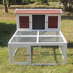 Kandang Kelinci Ganda Kayu Kandang Kelinci Kandang Mainan Pena Guinea Pig Rumah dengan Lari - Product Image 2