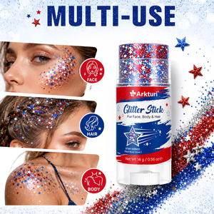 Bâton <span class=keywords><strong>de</strong></span> paillettes pour le corps Arkturi, rouge, blanc <span class=keywords><strong>et</strong></span> bleu patriotiques, pour un visage étincelant, paillettes pour les cheveux, pour le <span class=keywords><strong>maquillage</strong></span> du 4 juillet, drapeau américain - Product Image 4