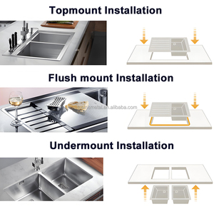 Évier double encastré en acier inoxydable 201 plaqué électriquement 1500x500mm avec lave-vaisselle pour cuisine et restaurant - Product Image 5