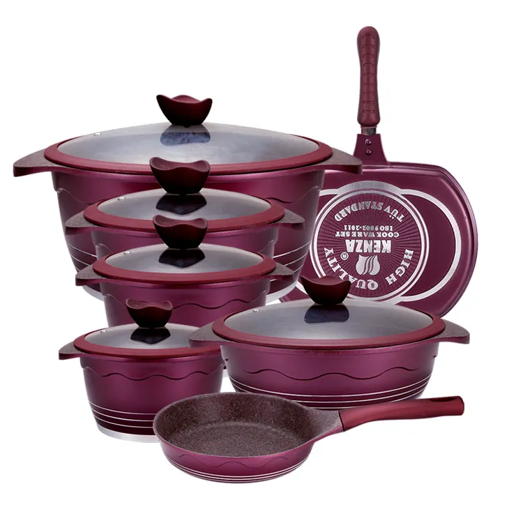 Bán buôn đồ nấu nướng nhôm Granite không dính soong Cookware Set nấu ăn nhà bếp nhôm Cookware Set