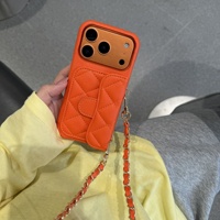 Étui à rabat en cuir à motif chevrons avec fentes pour cartes, style bandoulière, couleur unie, pour iPhone 17, 16 Pro Max, 15, 14/13 (pour femmes)