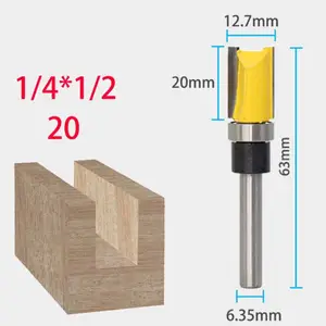 Shank Bit Lurus Pertukangan 1/4 Inci, Bit Bantalan Pemotong Penggilingan Kayu 1/2 Inci Pisau Dia Alat Pertukangan