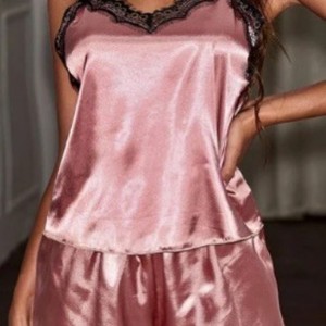 Conjunto de Pijama Sexy <span class=keywords><strong>Blanco</strong></span> Sólido para Mujer, <span class=keywords><strong>Top</strong></span> con Tirantes Finos de Seda Satinada, Pantalones Cortos, Ropa de Dormir, Lencería - Product Image 2
