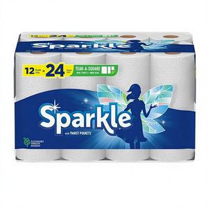 Toallas de Papel Desechables Sparkle Tear-A-Square, Ecológicas y Reciclables, de 3 Capas, 12 Rollos Dobles = 24 Rollos Regulares, Personalizables - Product Image 1