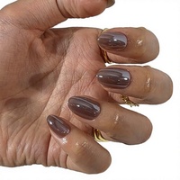 30 pièces de faux ongles en acrylique PMMA, forme amande, longueur moyenne, à presser, autocollants, écologiques, chromés, certifiés CE