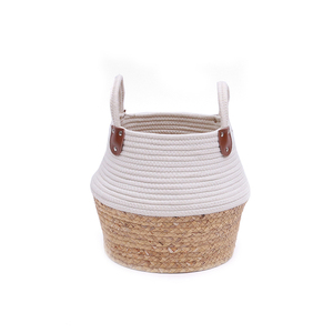 Encargo al por mayor Decoración <span class=keywords><strong>de</strong></span> casa ronda tejida <span class=keywords><strong>a</strong></span> mano yute Flor <span class=keywords><strong>de</strong></span> algas marinas <span class=keywords><strong>de</strong></span> cuerda <span class=keywords><strong>de</strong></span> algodón planta cesta - Product Image 1