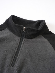 Sweat-shirt tactique en molleton pour hommes couleur unie hiver chaud col montant <span class=keywords><strong>pull</strong></span> demi fermeture éclair <span class=keywords><strong>pull</strong></span> manteau - Product Image 5