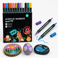 Lot de marqueurs d'art effaçables double-pointe 12/24/36/48 couleurs, haute qualité, en plastique acrylique, pour enfants - Vente chaude