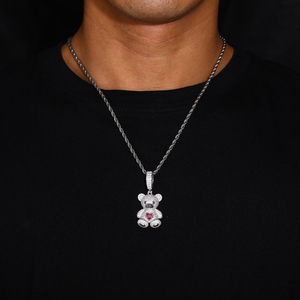 Bán buôn thời trang sang trọng 925 Bạc <span class=keywords><strong>Micro</strong></span> <span class=keywords><strong>Pave</strong></span> moissanite Red Zircon chéo Mặt dây chuyền Hip hop vòng cổ của bên thứ ba chứng nhận vượt qua - Product Image 6