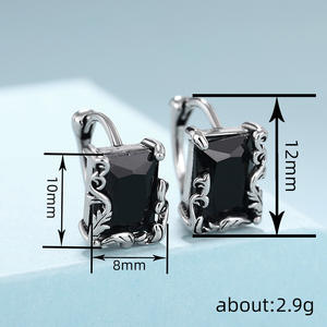 ต่างหูห่วงทองสีขาว E4158กับขอบโอนิกซ์เครื่องประดับผู้หญิงสไตล์วินเทจ - Product Image 5