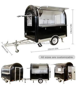 Remolque Redondo Retro para Comida y Café, Camión de Helados, Donas y Aperitivos con Máquina de Espresso, Carrito Móvil Vintage en Venta - Product Image 2