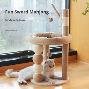 Arbre à <span class=keywords><strong>chat</strong></span> moderne avec griffoir en bois intégré, nid et lit, écologique, durable, sans chute de copeaux - Product Image 2