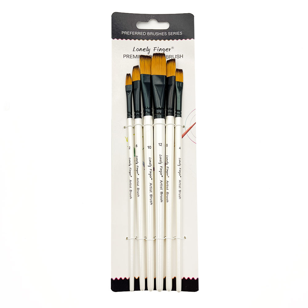 6pcs  White Flat Brushes Set