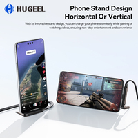 Câble de charge rapide pour téléphone 240 W, type C, avec support de téléphone pliable 2-en-1, support invisible pour téléphone, câble de données USB C 17