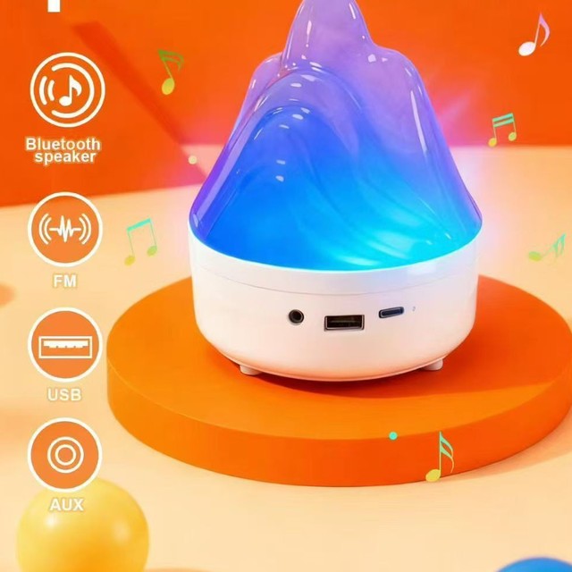 Usb Recharging LED Colorful Snow Peak Glacier Speaker Ambient Light Night Music Lamp Decor Flame Night Light
