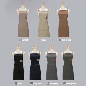 Vente chaude Tabliers personnalisés avec logo, imperméables et résistants à l'huile, en toile, pour restaurant, cuisine, uniforme de mode et jardinage - Product Image 2