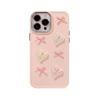 Coque de téléphone portable 3D antichoc électroplaquée avec nœud cœur rose pour iPhone 16/13/14 Pro Max