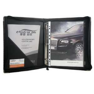 Professional A4 size PU Leather 3 Ring presentation folder Portfolio Binder