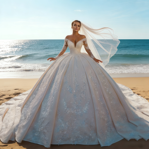 Abito da sposa a maniche lunghe in pizzo a trapezio, personalizzabile, di alta qualità, ecologico, per il <span class=keywords><strong>2026</strong></span> - Nuovo arrivo per il dropshipping - Product Image 5