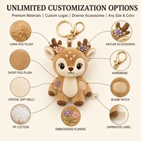 Porte-clés en peluche Cerf Campanule OEM ODM personnalisé, commande en gros, service de couleur personnalisée, emballage vierge, cadeau promotionnel de Noël