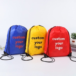 Custom Logo Waterproof Nylon Drawstring Bag Outdoor Sports Gym Backpack Personalized Polyester Printed Draw String Bag