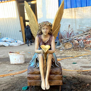 Fuente de Agua con Estatua de Ángel de Metal para Jardín, Arte Escultural de Bronce de Tamaño Real, BLVE - Product Image 1