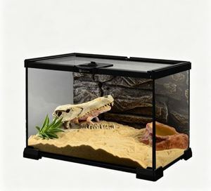 Boîte d'alimentation antidérapante en verre pour terrarium/vivarium pour reptiles, amphibiens et plus - Conteneur d'habitat biologique - Product Image 1
