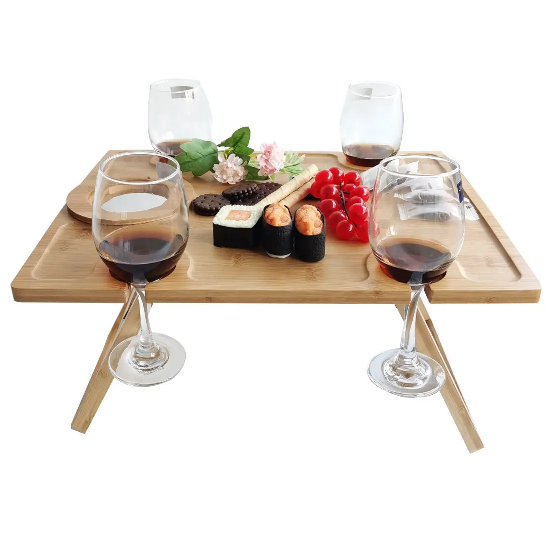 Бамбуковый винный столик для пикника, складная доска для закусок, сыра, открытый стол для пикника