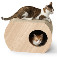 Maison de chat en papier ondulé haute densité lit de chat à double usage pour dormir gratter jouet anti-stress auto-amusant
