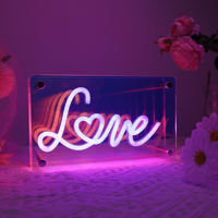 Enseigne néon murale Cœur d'amour avec miroir infini, à intensité réglable par USB, décoration murale pour chambre, cadeau pour la Saint-Valentin, mariage, fiançailles