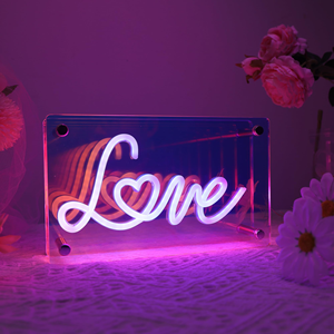 Неоновая вывеска Neonawall Love <span class=keywords><strong>Heart</strong></span> Infinity Mirror с USB-подсветкой, регулируемая, для декора стен в спальне, подарок на День святого Валентина, свадьбу, помолвку - Product Image 3