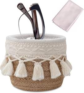 Cesta de Almacenamiento de Macramé Hecha a Mano al por Mayor, Soporte <span class=keywords><strong>para</strong></span> Brochas de Maquillaje de <span class=keywords><strong>Cuerda</strong></span> de Algodón Tejida con Flecos y Borlas, Pequeño Organizador <span class=keywords><strong>para</strong></span> el Hogar - Product Image 2