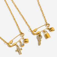 Collier DIY Aimgal en acier inoxydable 316L plaqué or 18 carats PVD, pendentif cœur et croix, inaltérable, étanche, bijoux pour fêtes à la plage
