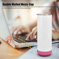 화이트 블랭크 승화 20온스 텀블러 스키니 스트레이트 스피커 텀블러 (스마트 음악 플레이어, USB 충전 케이블 포함)