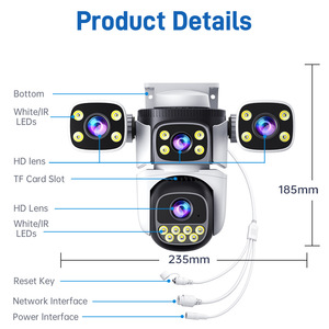 Caméra CCTV intelligente sans fil PTZ <span class=keywords><strong>extérieure</strong></span> 12Mp, système de sécurité IP Wifi à 4 objectifs, système de sécurité domestique, connectée au téléphone mobile - Product Image 6