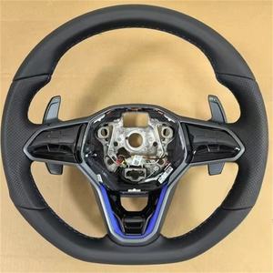 Volant en cuir semi-perforé modifié pour Volkswagen <span class=keywords><strong>VW</strong></span> Golf 7 Mk7 Golf 8 MK8 8R R GTI GTD Jetta Bouton de klaxon - Product Image 1