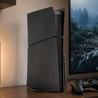 Coque de remplacement en fibre de carbone personnalisée compatible avec PS5 Slim, 4 pièces, en ABS, effet hydrographique