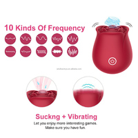 Rosen-Lutsch-Vibrator und Brustwarzenstimulator für Frauen, 10 Intensitätsstufen Saugnapf-Kitzelvibrator in Rosenform