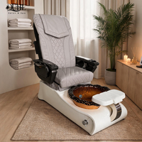Fauteuil de pédicure professionnel sans tuyauterie, dossier réglable, en fibre de verre, avec massage tactile humain, pour salon de beauté et spa