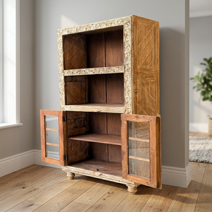 La Mejor Colección de Librerías Altas de Madera Reciclada Tallada a Mano, Estantería Antigua de Arte del Himalaya - Product Image 5