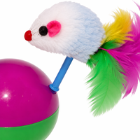 Jouet interactif pour chat en peluche, souris à bascule, couleurs assorties, avec queue à plumes, pour chats d'intérieur