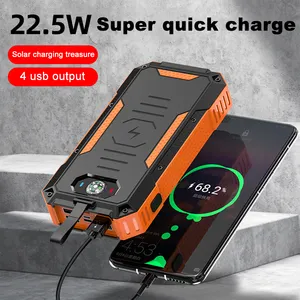 Solar Panel Powerbanks Waterproof 30000mah Fast Charging Phone Charger High Quality Portable Solar Power Bank Use Go Pro Camera