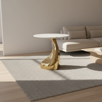 Table d'appoint de canapé à base de forme spéciale, design personnalisé, plateau en acier inoxydable, table basse en marbre, mobilier